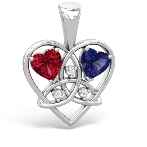 lab ruby-lab sapphire celtic heart pendant