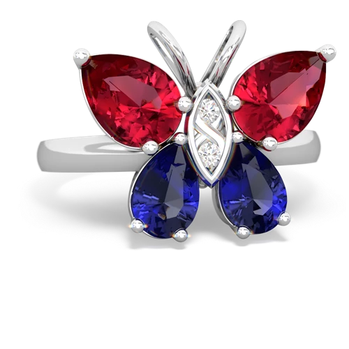 lab ruby-lab sapphire butterfly ring