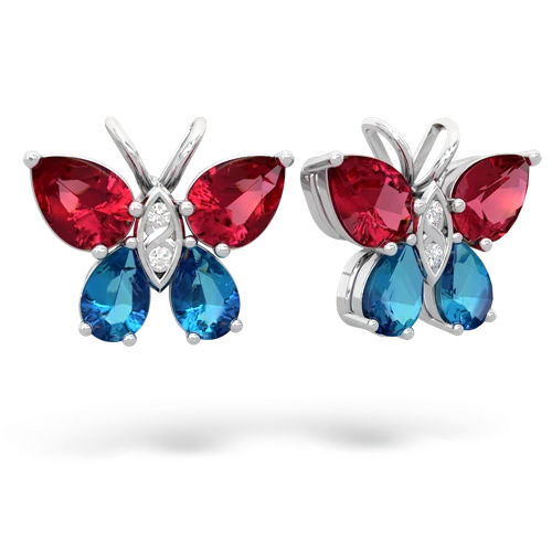 lab ruby-london topaz butterfly earrings