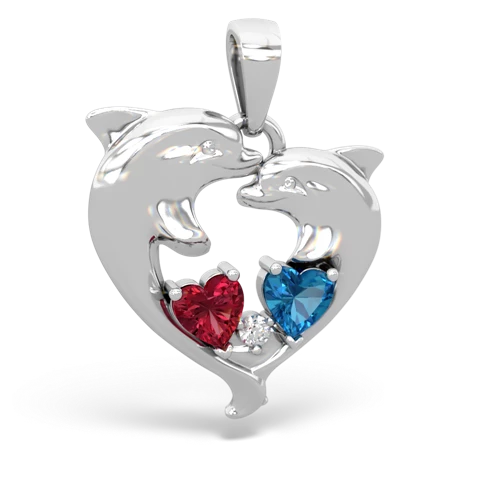 lab ruby-london topaz dolphins pendant