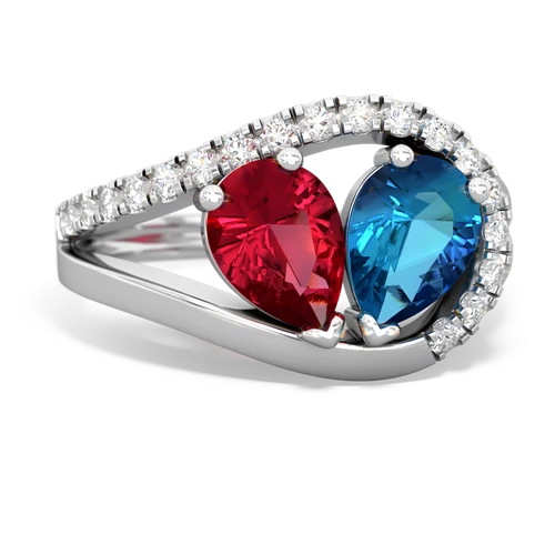 lab ruby-london topaz pave heart ring