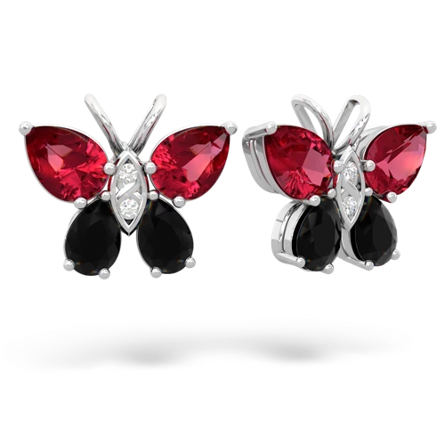 lab ruby-onyx butterfly earrings