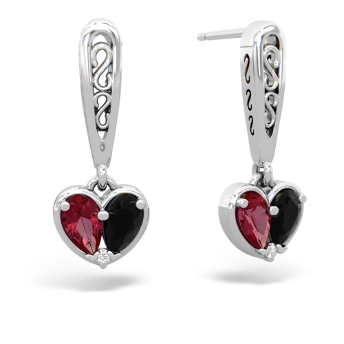 lab ruby-onyx filligree earrings