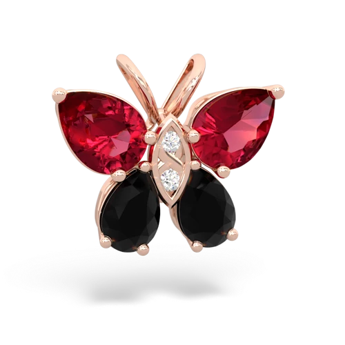 lab ruby-onyx butterfly pendant