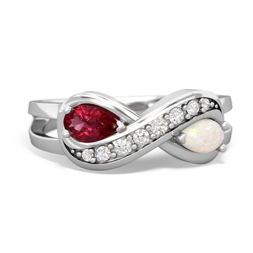 lab ruby-opal diamond infinity ring
