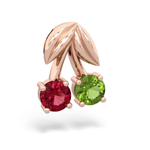 lab ruby-peridot cherries pendant