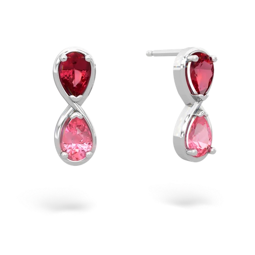 lab ruby-pink sapphire infinity earrings