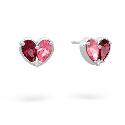 lab ruby-pink sapphire one heart earrings
