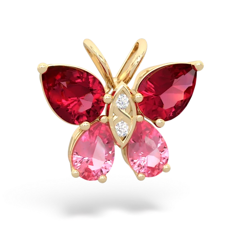 lab ruby-pink sapphire butterfly pendant