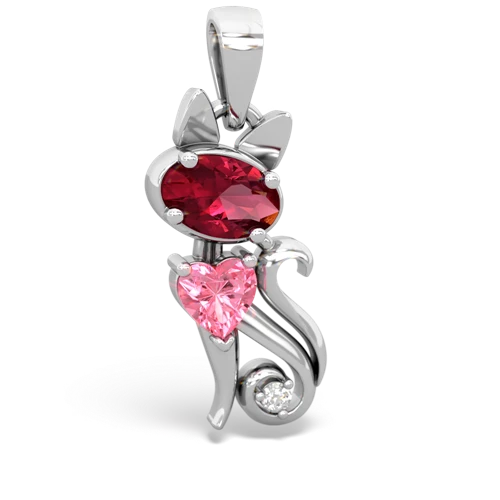 lab ruby-pink sapphire kitten pendant