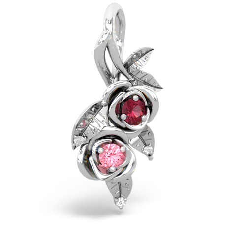 lab ruby-pink sapphire rose vine pendant