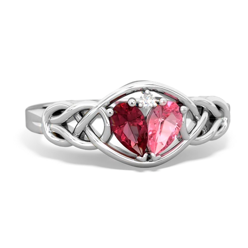 lab ruby-pink sapphire celtic knot ring