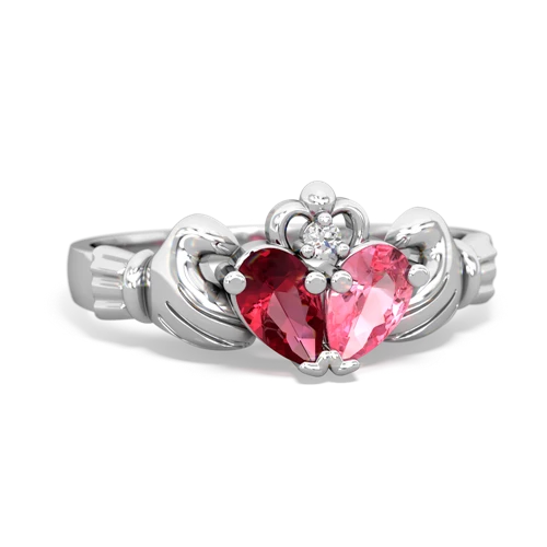 lab ruby-pink sapphire claddagh ring