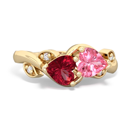 lab ruby-pink sapphire floral keepsake ring