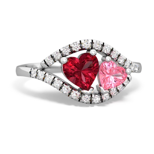 lab ruby-pink sapphire mother child ring
