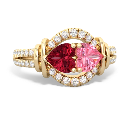 lab ruby-pink sapphire pave keepsake ring