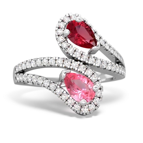 lab ruby-pink sapphire pave swirls ring