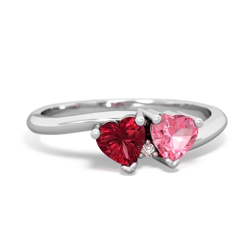 lab ruby-pink sapphire sweethearts promise ring