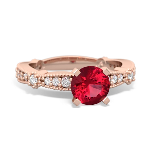 lab ruby antique engagement ring