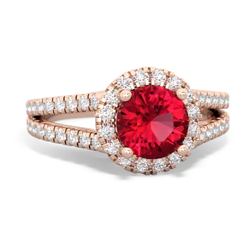 lab ruby halo pave ring