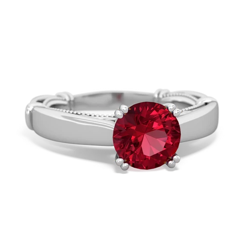 lab ruby ornate solitaire ring