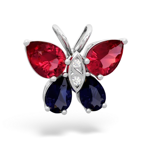 lab ruby-sapphire butterfly pendant