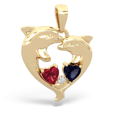 lab ruby-sapphire dolphins pendant