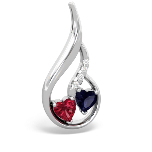 lab ruby-sapphire keepsake swirl pendant