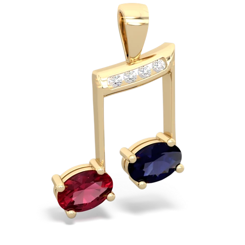 lab ruby-sapphire music notes pendant