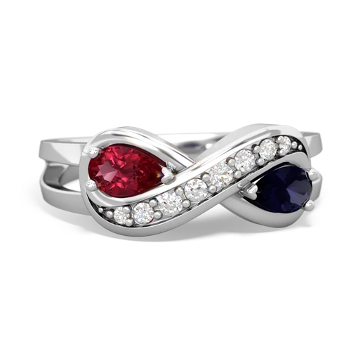 lab ruby-sapphire diamond infinity ring