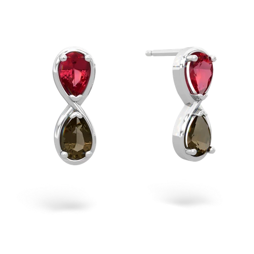 lab ruby-smoky quartz infinity earrings