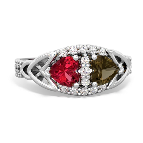 lab ruby-smoky quartz keepsake engagement ring