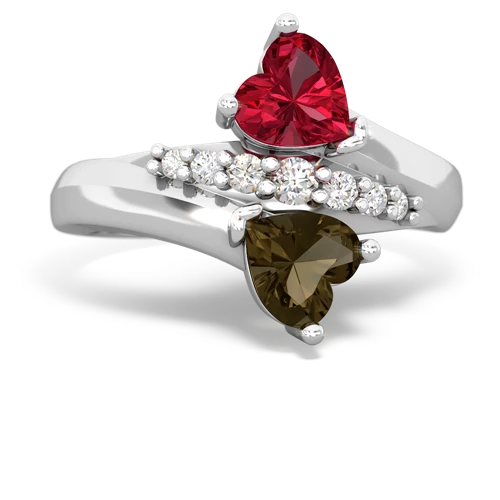 lab ruby-smoky quartz modern ring