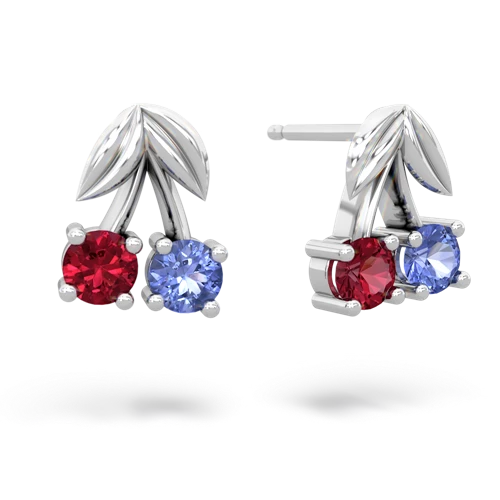 lab ruby-tanzanite cherries earrings