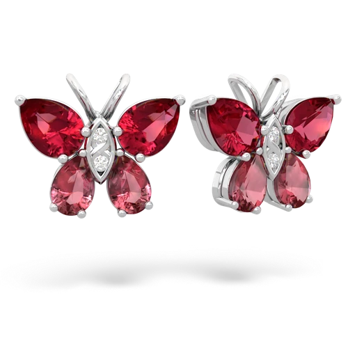 lab ruby-tourmaline butterfly earrings