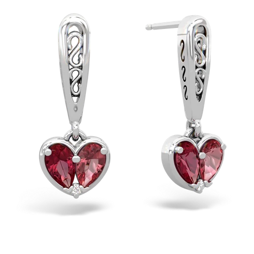 lab ruby-tourmaline filligree earrings