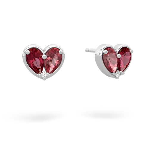 lab ruby-tourmaline one heart earrings