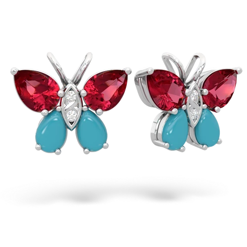 lab ruby-turquoise butterfly earrings
