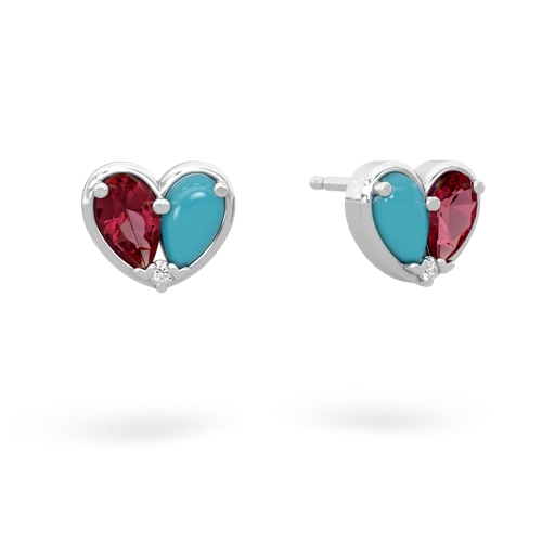 lab ruby-turquoise one heart earrings