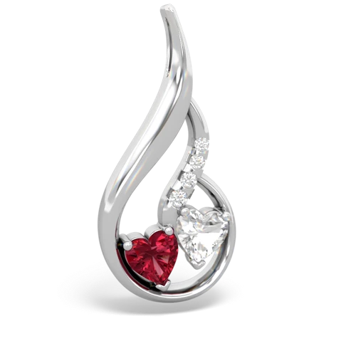 lab ruby-white topaz keepsake swirl pendant