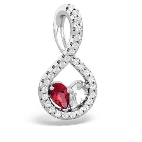 lab ruby-white topaz pave twist pendant