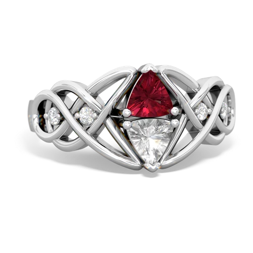 lab ruby-white topaz celtic knot ring