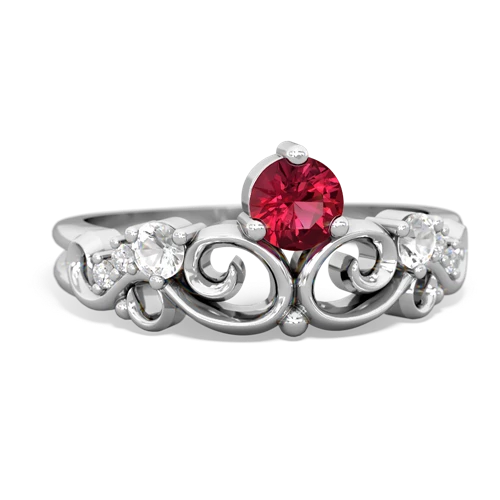 lab ruby-white topaz crown keepsake ring