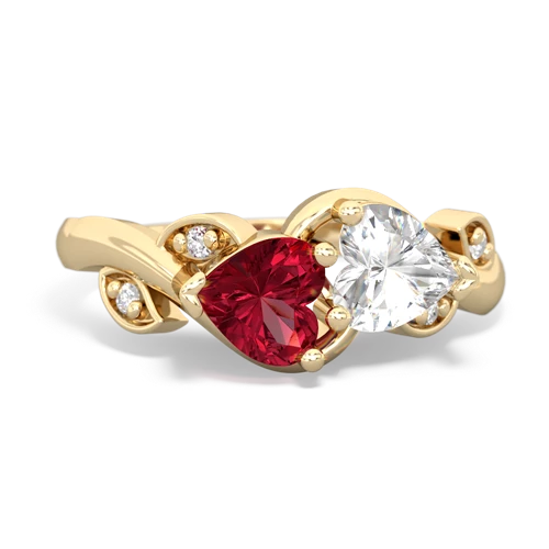 lab ruby-white topaz floral keepsake ring