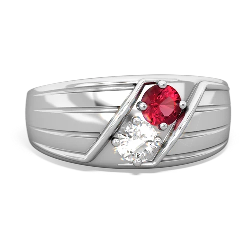 lab ruby-white topaz mens ring