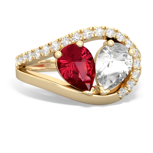 lab ruby-white topaz pave heart ring