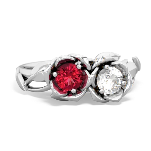 lab ruby-white topaz roses ring