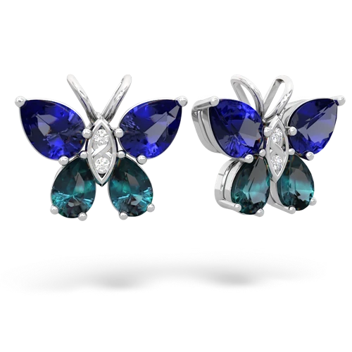 lab sapphire-alexandrite butterfly earrings