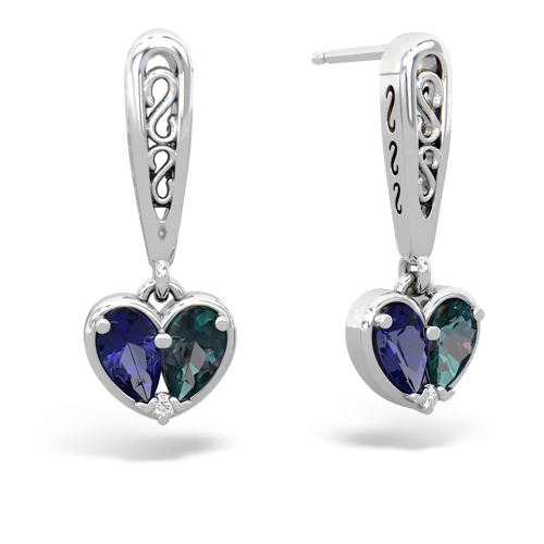 lab sapphire-alexandrite filligree earrings