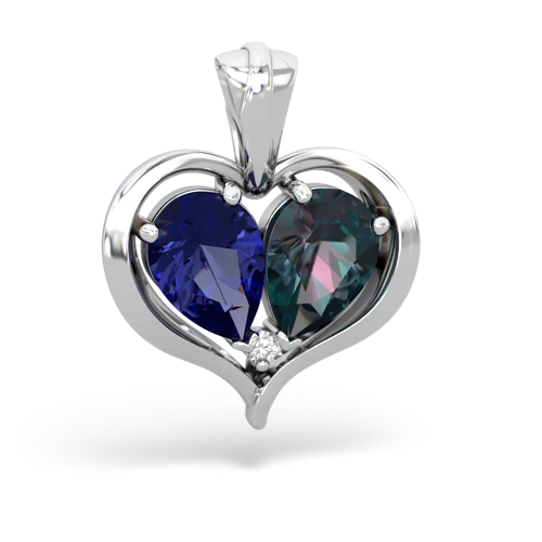lab sapphire-alexandrite half heart whole pendant